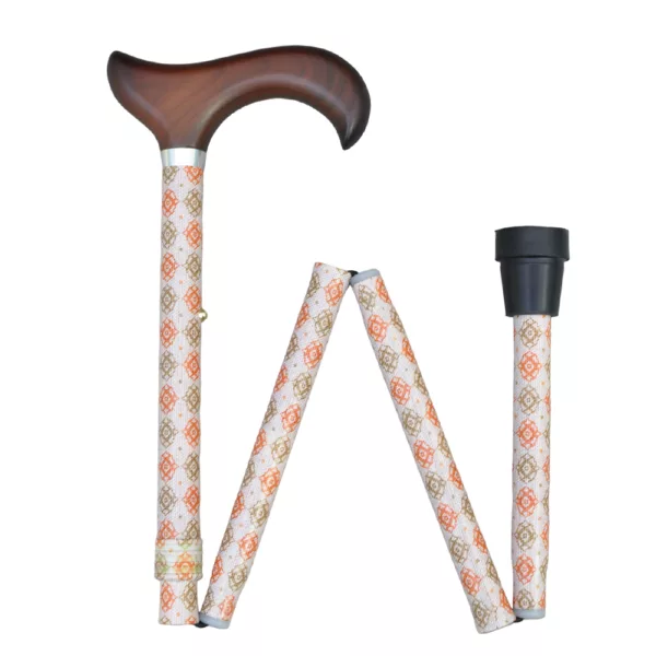 日本經典系列-輕量級摺疊收納手杖 | 時尚設計 內斂風格 | 老人伸縮拐杖 | 高貴典雅 米杏色