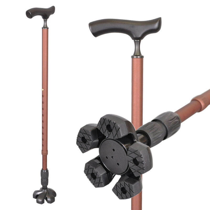 可以站立的手杖|有避震器的拐杖|細頸實木握把符合人體工學|萬向避震腳墊【1021.031.BRN】 萬向避震腳墊