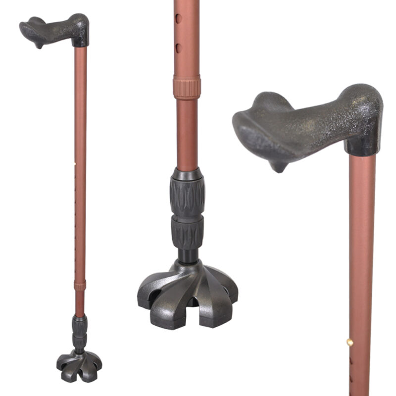 右手專用-有避震器的手杖 | 塑膠握把符合人體工學 |  拐杖避震腳墊 | 磨砂霧咖啡棕【1021.201.BRN】 人體工學握把拐杖避震腳墊