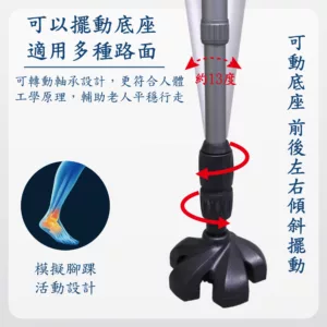 有避震器的拐杖|老人手杖|細頸實木握把符合人體工學|萬向避震腳墊 | 四腳拐杖【7CB1】 拐杖腳墊底座,很舒適的避震器拐杖,適合老人使用