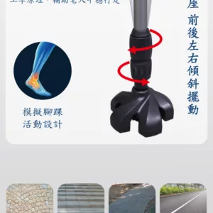 掌形舒適款人體工學握柄拐杖+五爪避震器腳墊【1021.201】 拐杖腳墊底座,很舒適的避震器拐杖,適合多種路面使用
