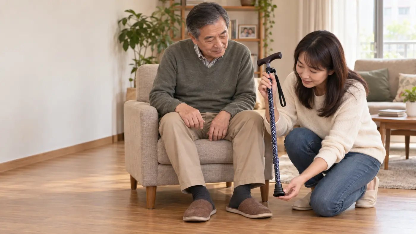 拐杖多久要換一次? 家人查看拐杖腳墊底部是否磨平或龜裂
