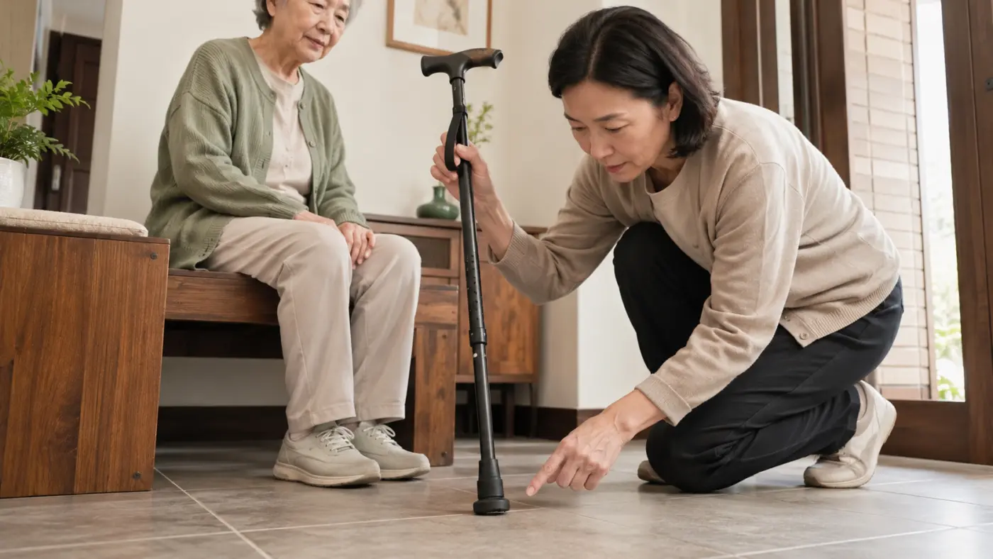 拐杖怎麼用才正確 使用前檢查拐杖橡膠腳墊是否磨損