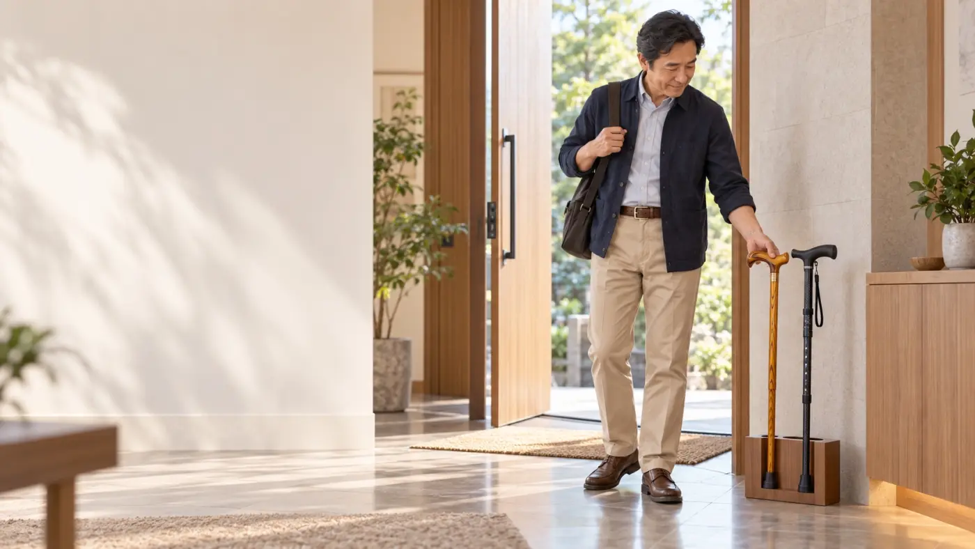 木製與碳纖維手杖比較 熟齡男士出門前在木製手杖與碳纖維手杖之間選擇喜愛的材質