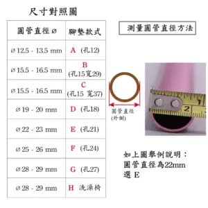 拐杖腳墊規格尺寸對照圖